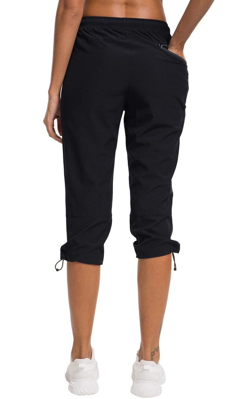 ChinFun Women's Hiking Capris Pants Outdoor Quick Dry Cargo Cropped Pants Water Resistant UPF 50+ Black S - Image 5